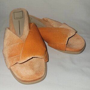Dolce Vita GOLDA Women's Blush Velvet Orange Slip-On Slippers Size 8½